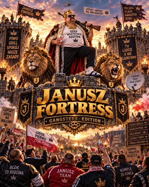 Crowned Janusz, lions and a fortress — Gangsters Edition poster